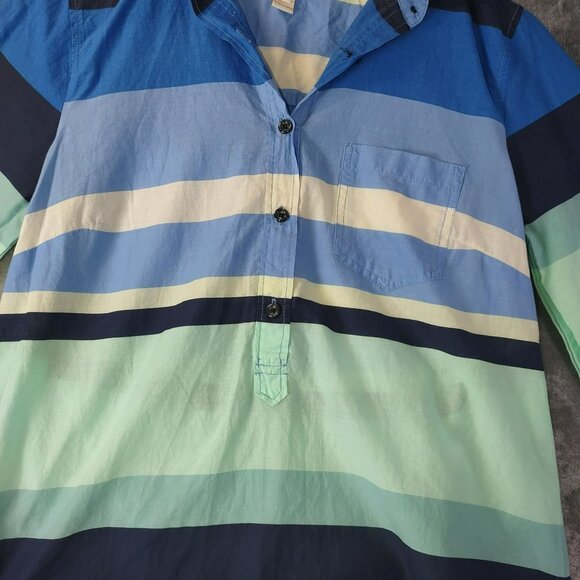 J. Crew Womens Striped‎ Long Sleeve S Blue Green Popover Color Block Academia - Picture 8 of 9